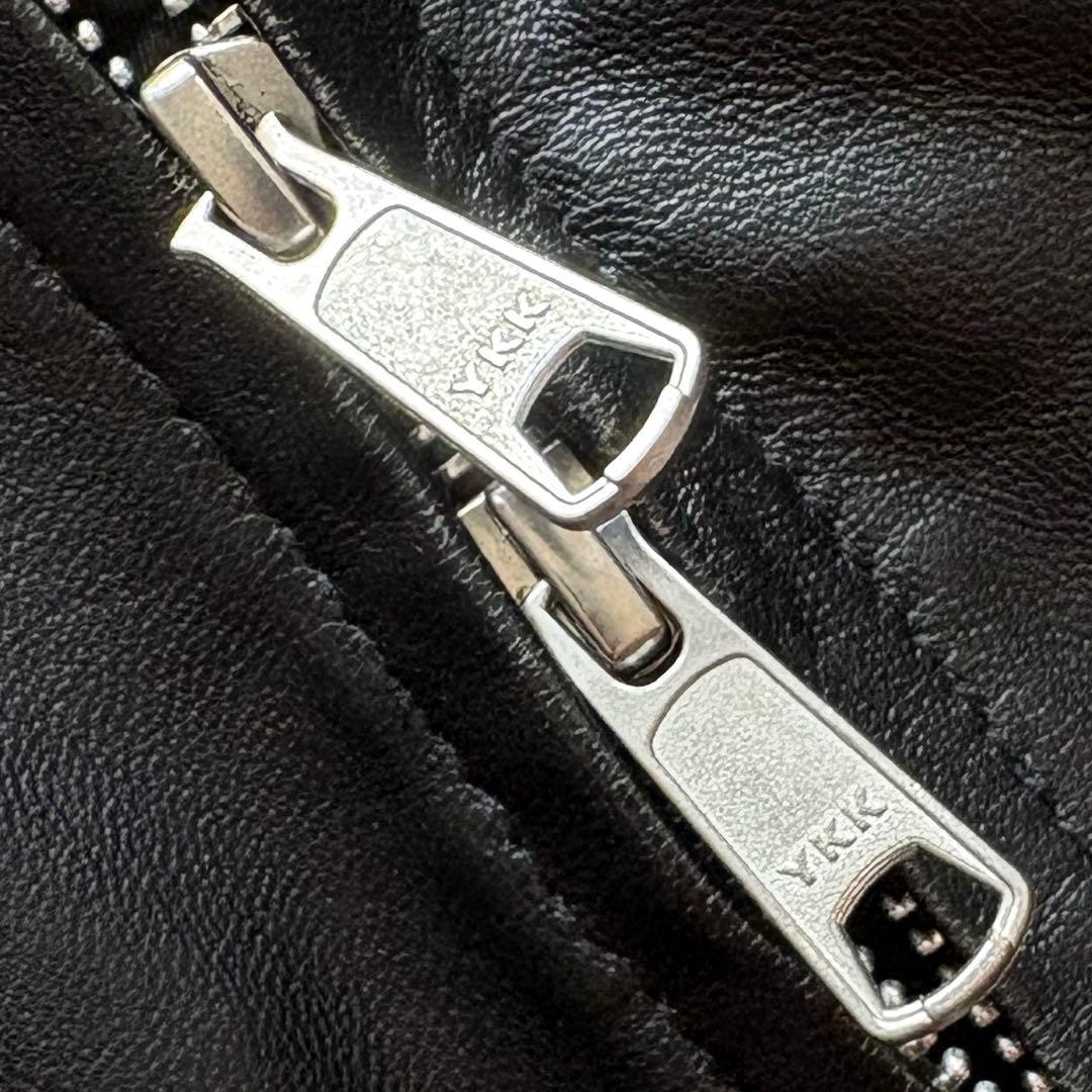 ★美品 Lサイズ★ アーバンリサーチ シングルライダース 羊革 ダブルジップ 黒