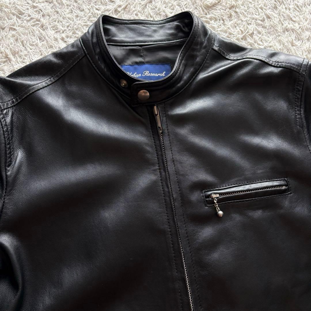 ★美品 Lサイズ★ アーバンリサーチ シングルライダース 羊革 ダブルジップ 黒