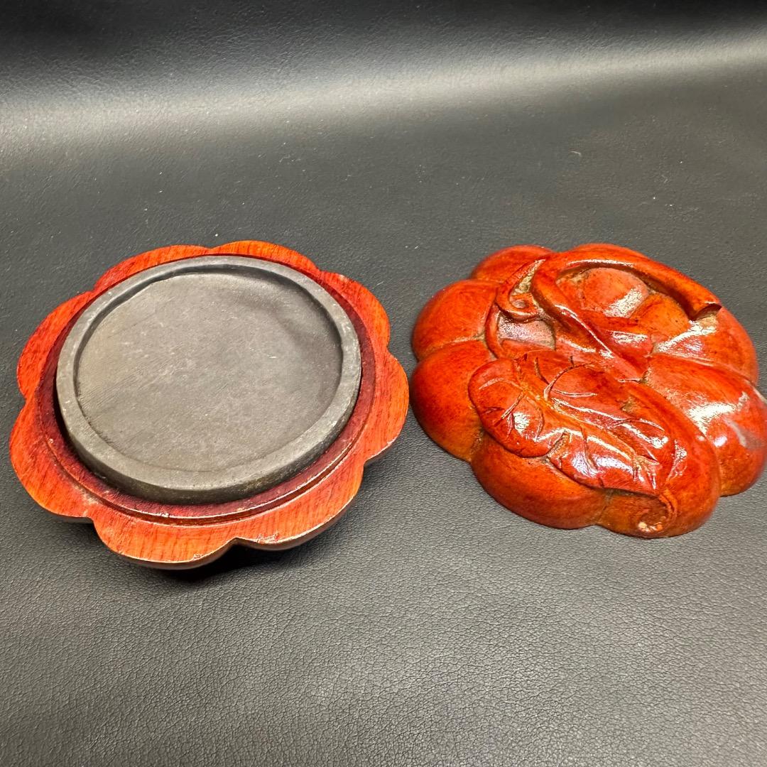 ♡Ea右1004 時代 硯 すずり 中国 端渓硯 南瓜 習字道具