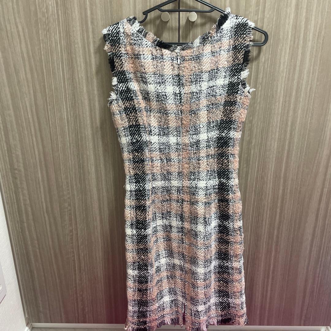 ローブドフルール　ピンクチェックドレス　S