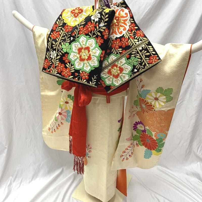 508ag33■七五三 七歳 女児 着物&袋帯&長襦袢 ■状態良好