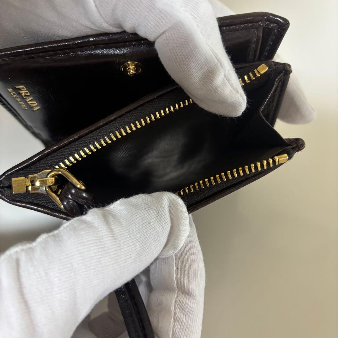 ［正規品］PRADA ソフトルックスレザー 財布トライアングル ロゴ