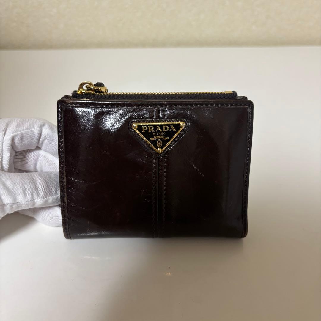 ［正規品］PRADA ソフトルックスレザー 財布トライアングル ロゴ