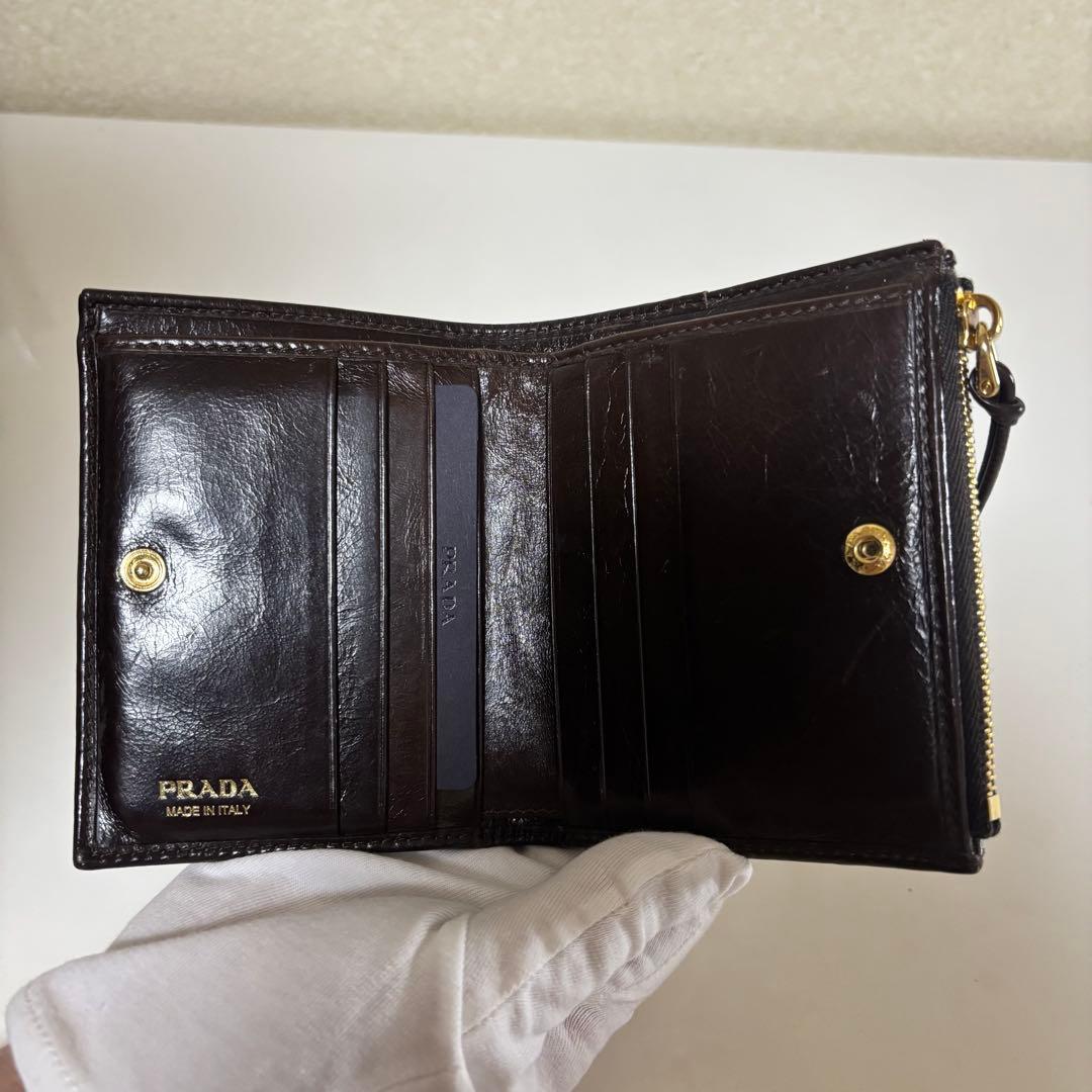 ［正規品］PRADA ソフトルックスレザー 財布トライアングル ロゴ