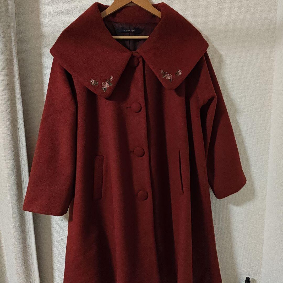 ローズ刺繍ビッグカラーオーバーコート/an another angelus