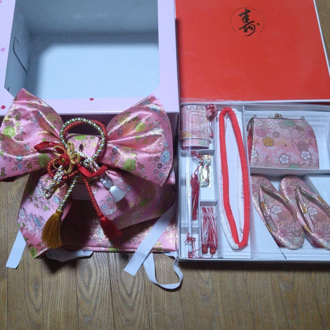 七五三★帯.バッグ.草履.筥迫.ピンク花柄