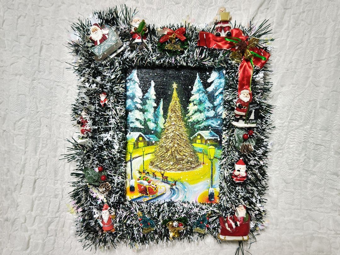 油絵 絵画【サンタの里】