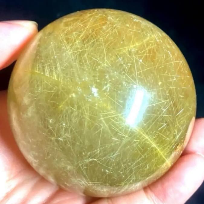 超大玉　61mm ゴールドルチルクォーツ　丸玉　スフィア　金針水晶