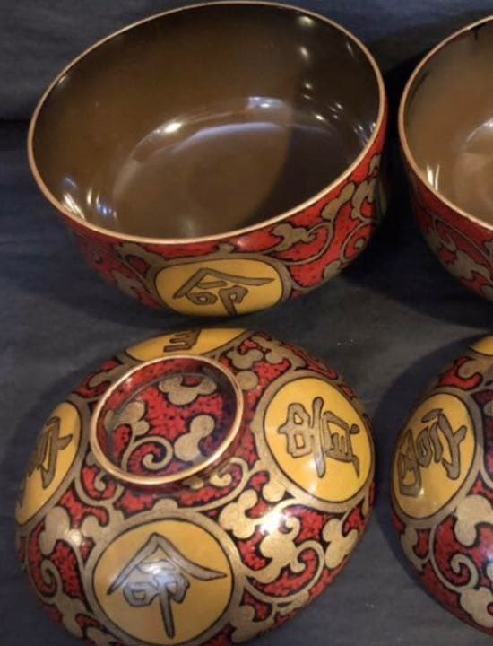 古美術　実用可能　長命富貴 唐草蒔絵 漆器 煮物椀 1客