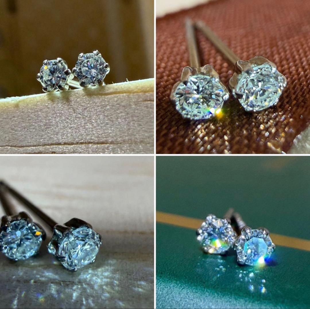 ゆるうさ様用！！【極上虹照一粒☆】ダイヤモンド　プラチナ　ピアス