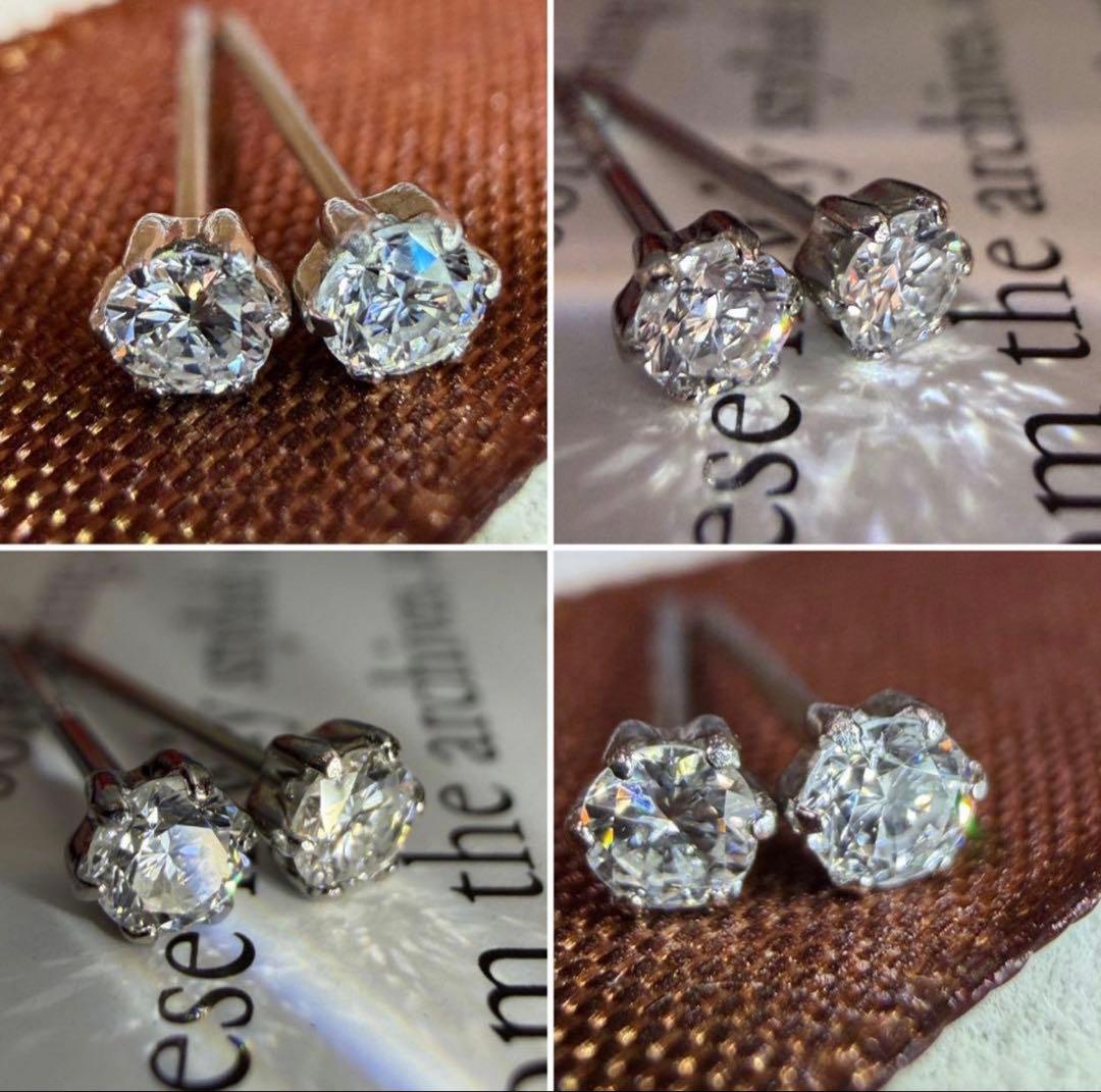 ゆるうさ様用！！【極上虹照一粒☆】ダイヤモンド　プラチナ　ピアス