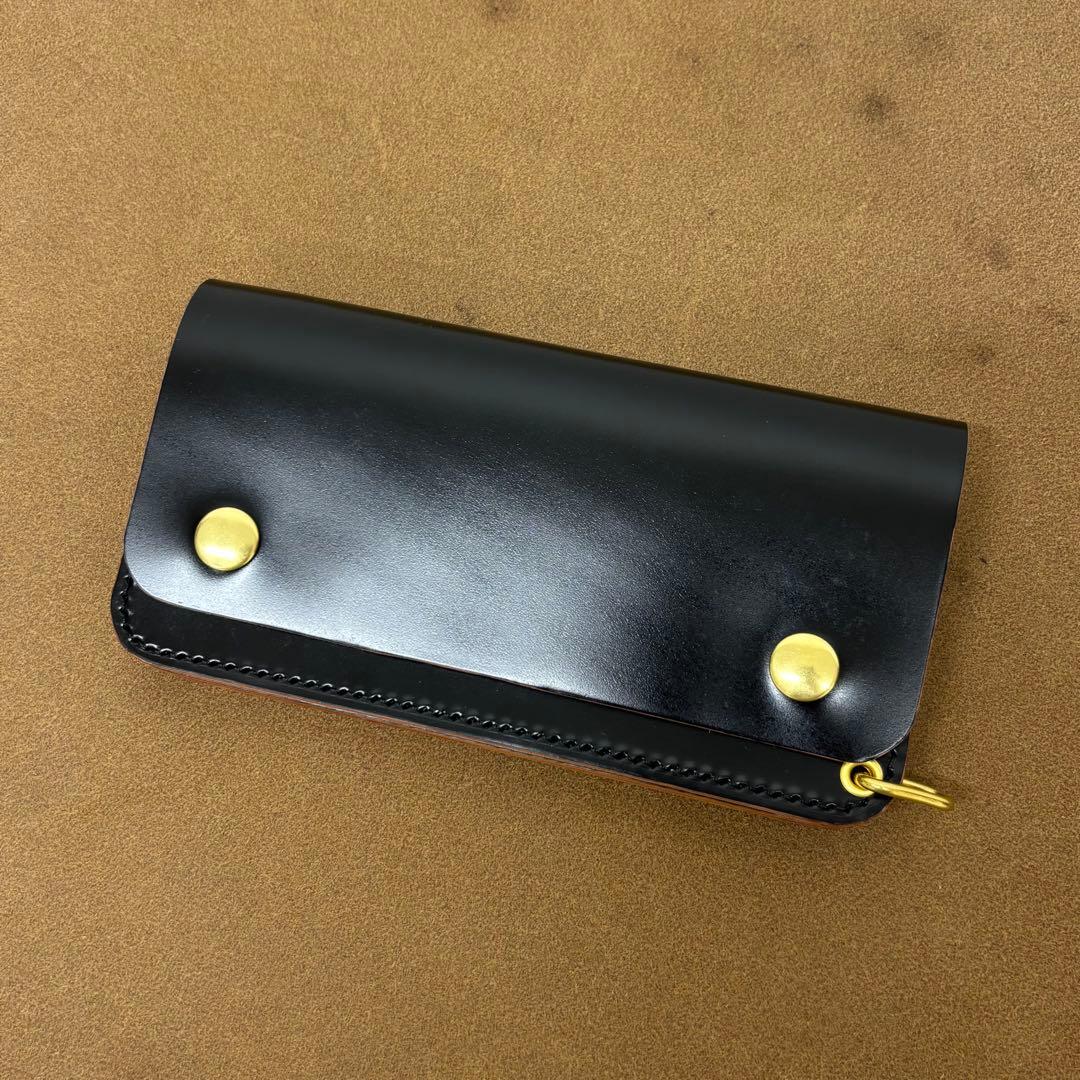 コードバン　トラッカーウォレット　黒　3層　新喜皮革