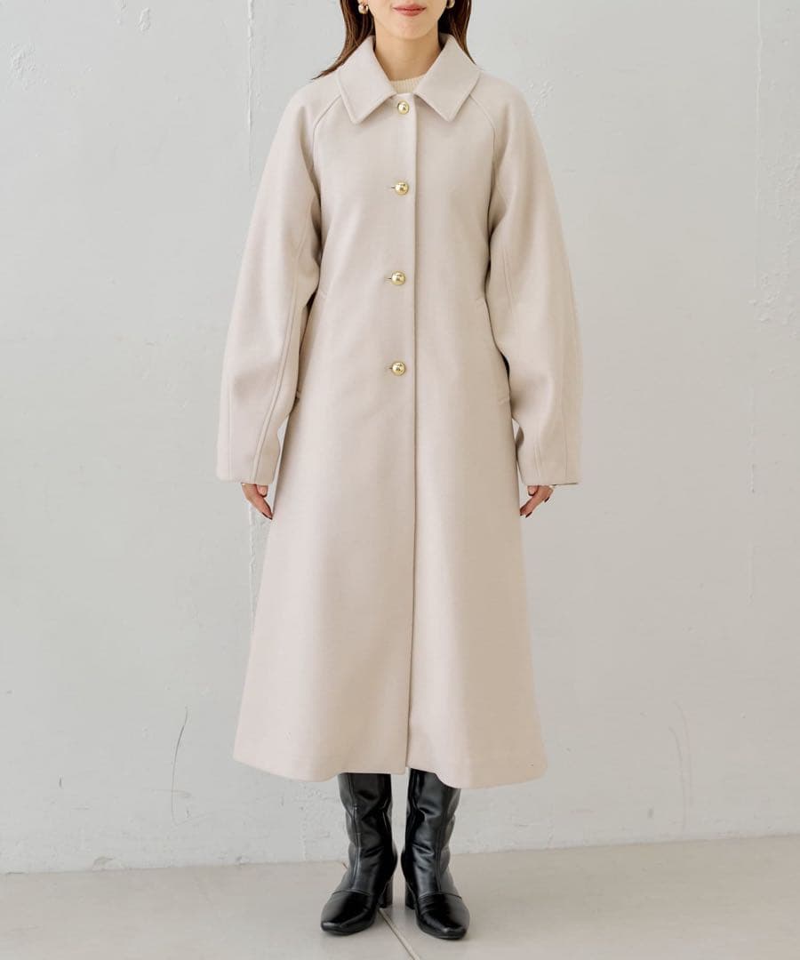 Chico 金釦ビッグカラーステンカラーロングコート