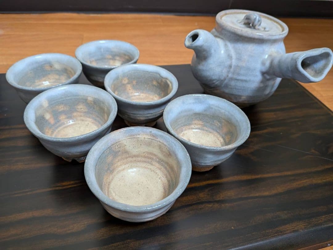 萩焼　陶器製急須と茶碗6個セット