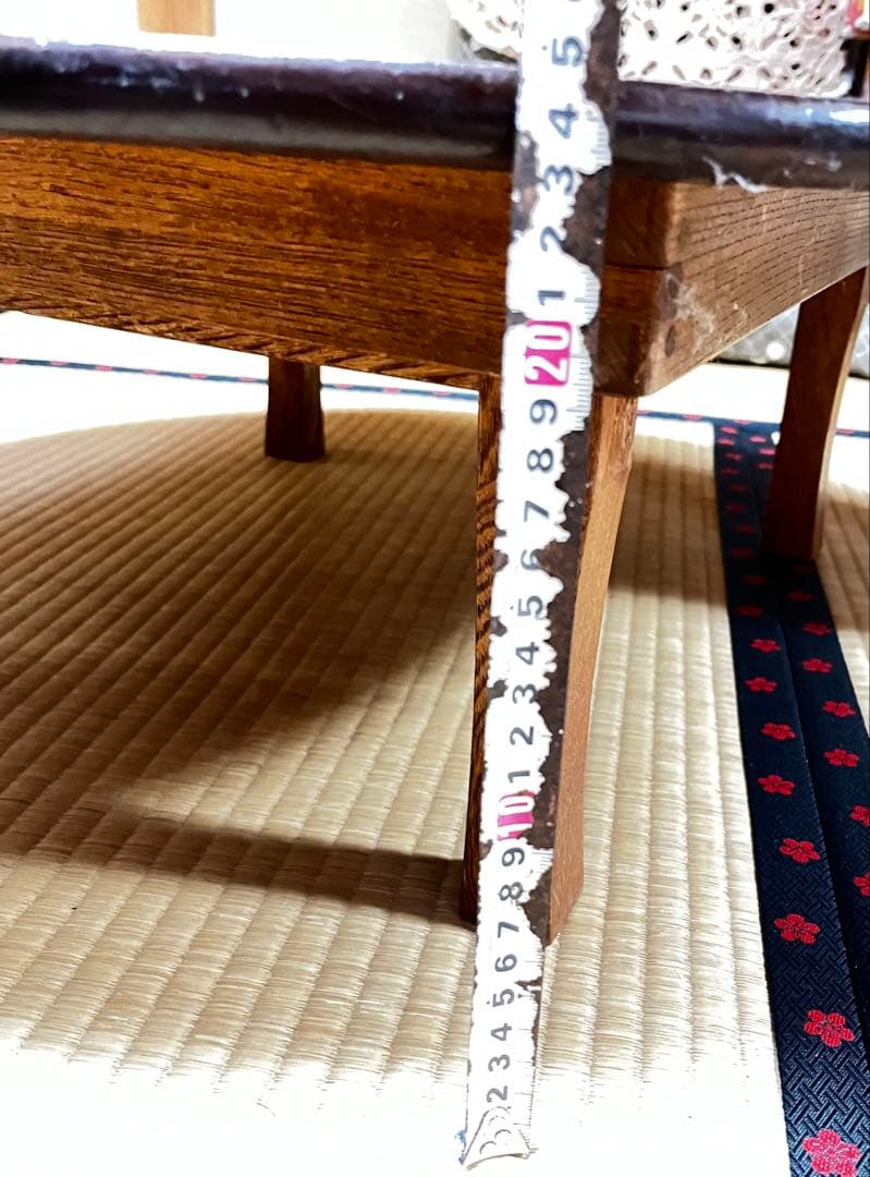 レトロ！円形木製座卓 ダークブラウン　61年前のものです！値下げ！アンティーク！