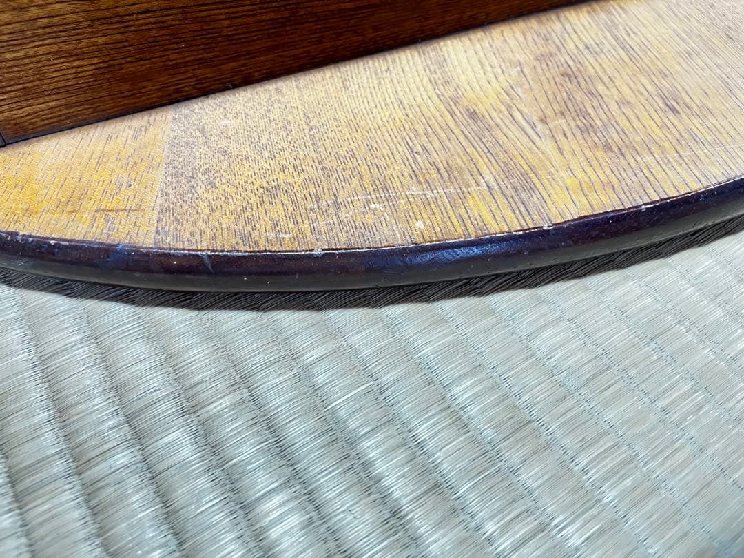 レトロ！円形木製座卓 ダークブラウン　61年前のものです！値下げ！アンティーク！