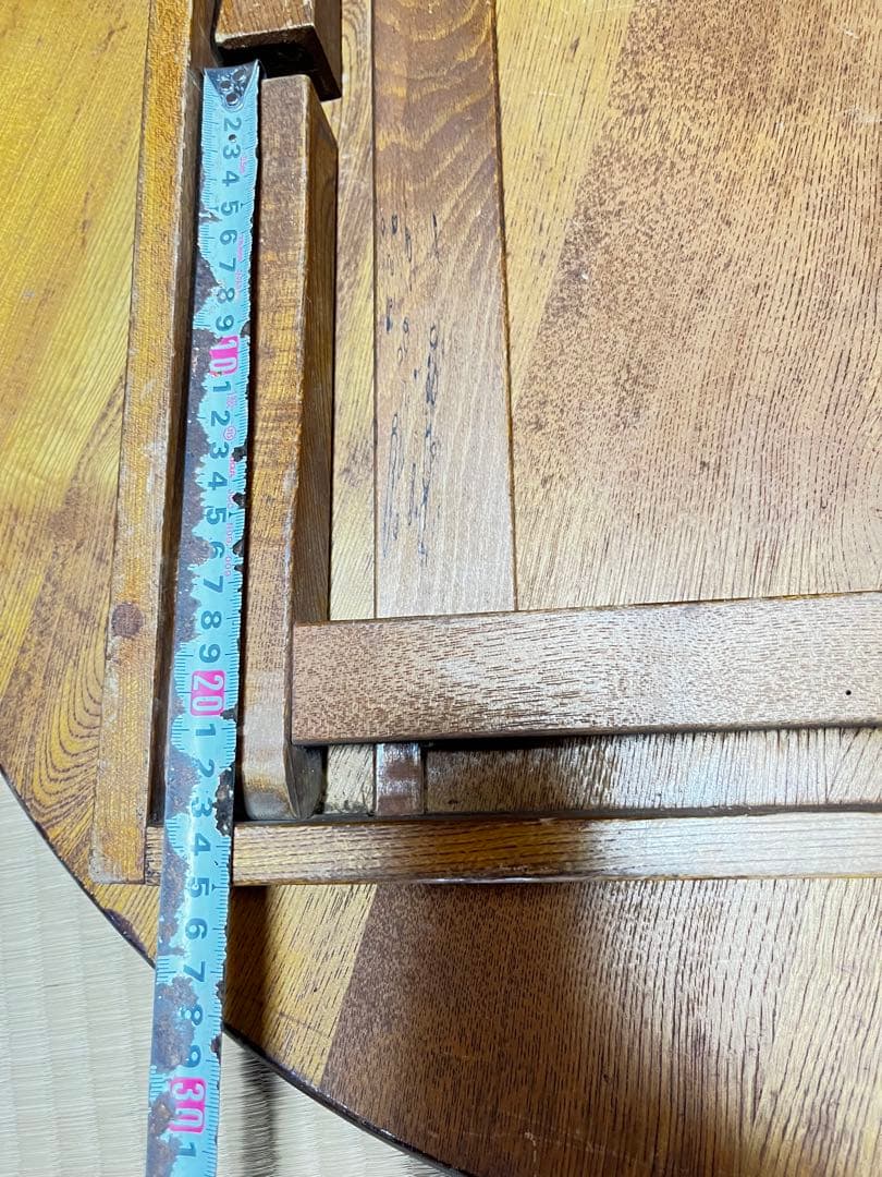 レトロ！円形木製座卓 ダークブラウン　61年前のものです！値下げ！アンティーク！