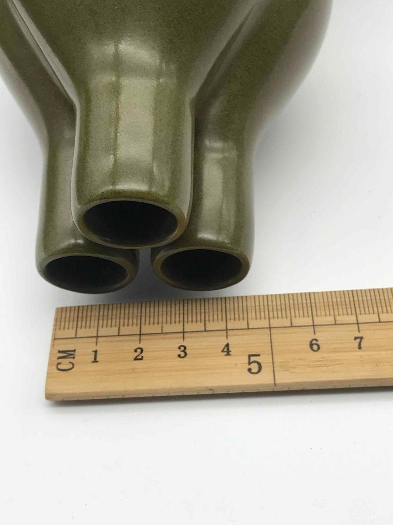 清乾隆時代 【大清乾隆年製】在銘 茶葉末三連瓶 官窯 希少貴重(C-33)