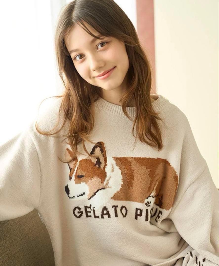ジェラートピケ SLEEPING DOG ジャガードプルオーバー コーギー