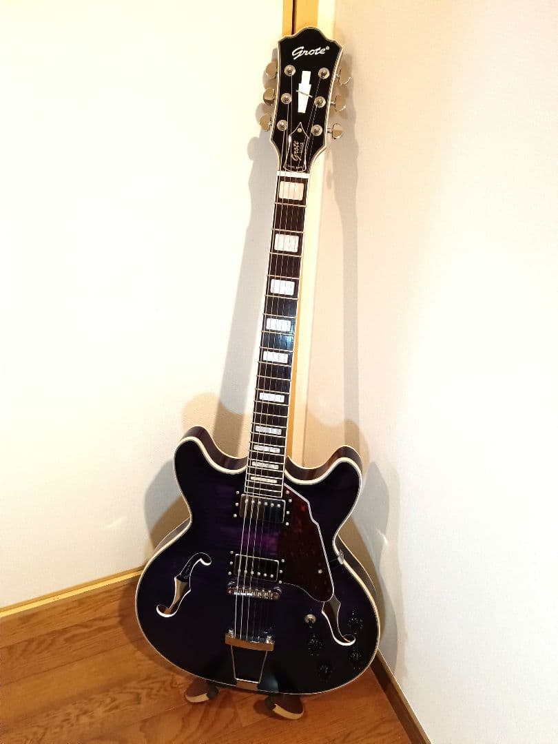 美品 GROTE 335タイプ セミアコ エレキギター パープル 紫 グロート