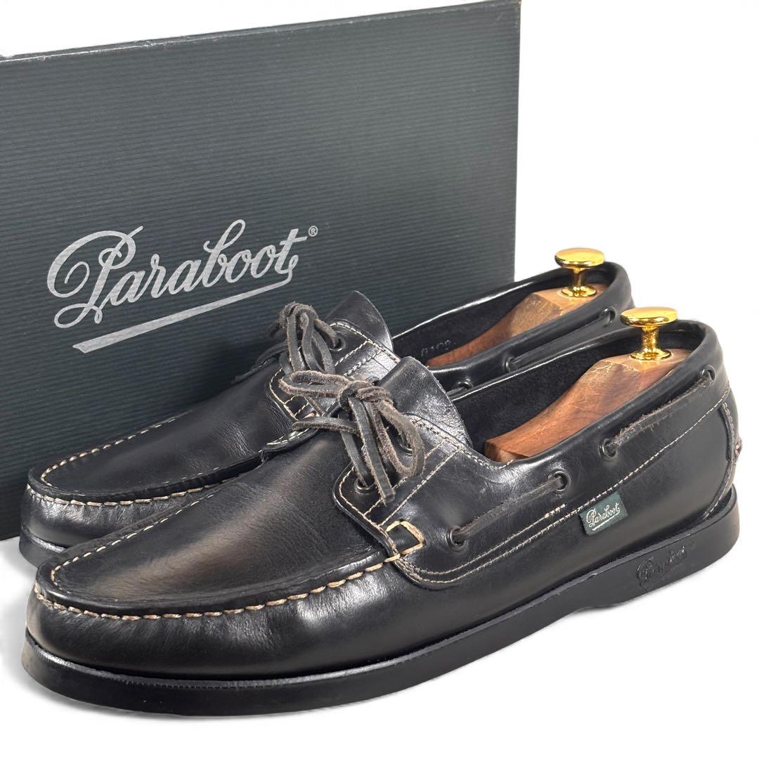 美品 パラブーツ 8 26.5 バース マリン デッキシューズ ブラック 黒