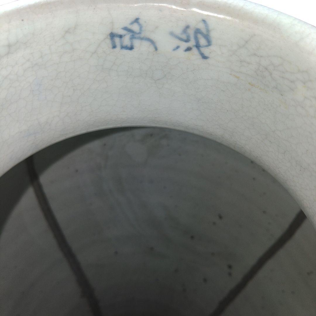 李朝　松竹文染付白磁花瓶　高さ45cm