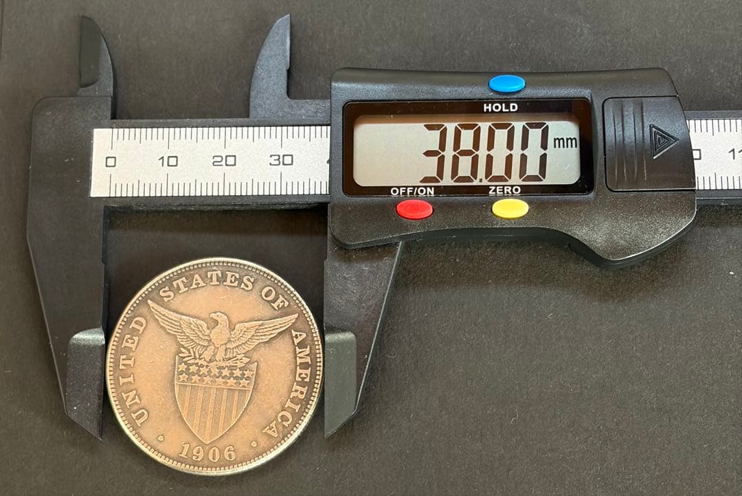 1906 米領フィリピン 1ペソ銀貨 女神＆火山 鷲 38mm 大型銀貨