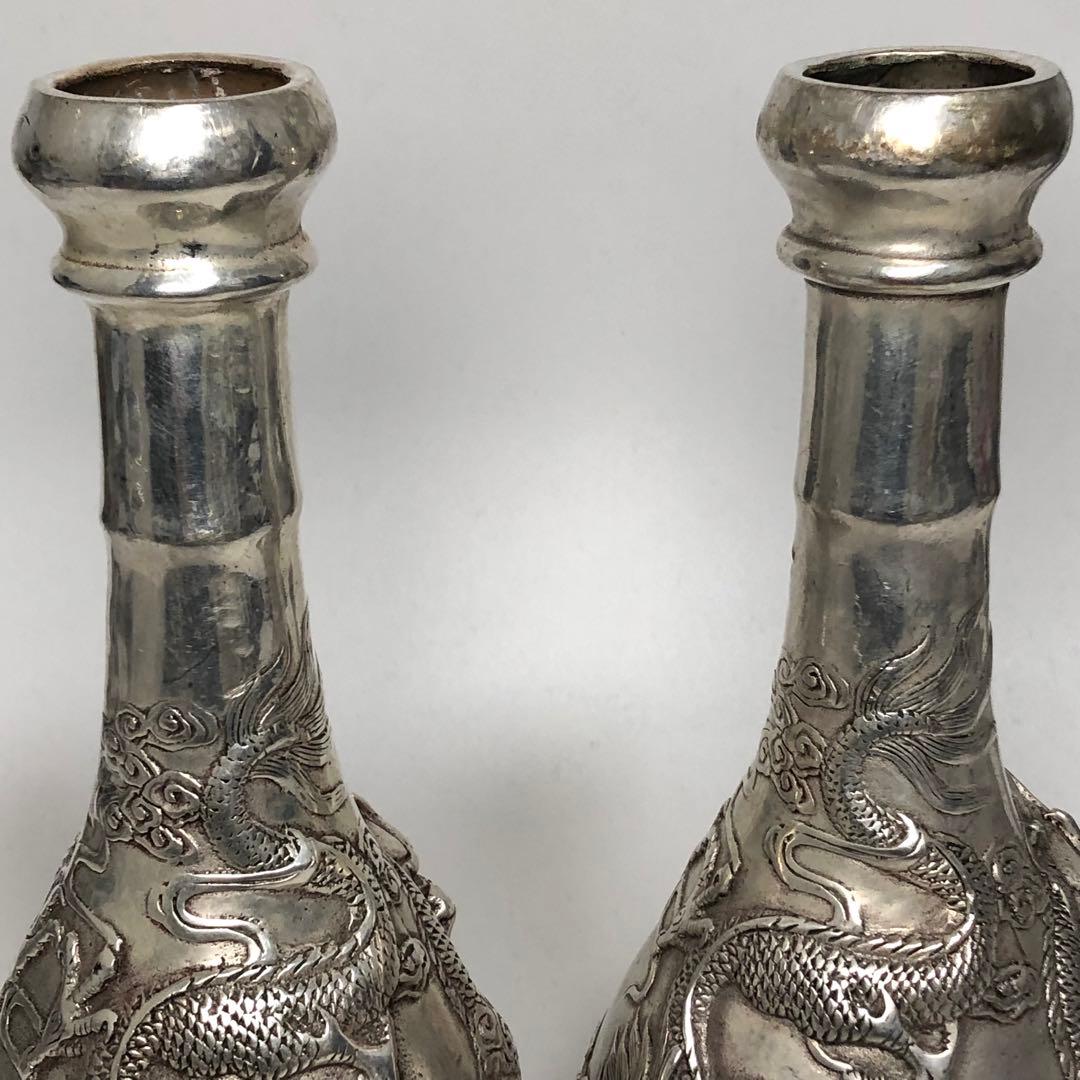 アンティーク　銀竜　花瓶　高級　時代物　縁起物　インテリア　美術品　レア