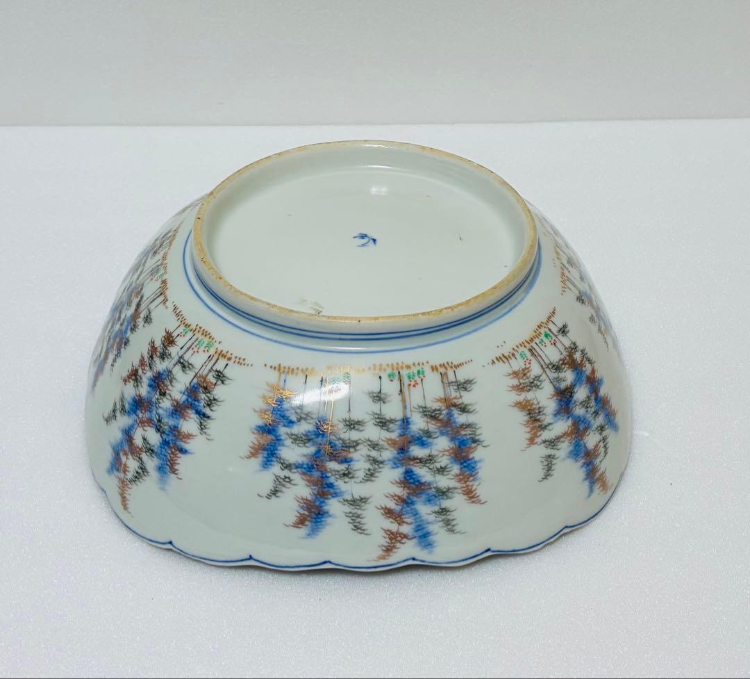 明治 香蘭社 有田焼 オールド香蘭社 代表意匠 色絵竹林鮎文 大鉢