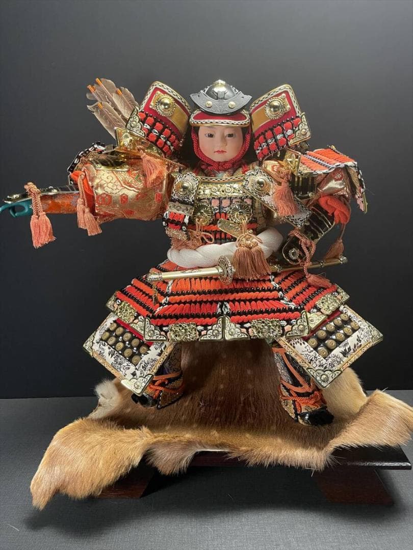 限定値下　まごころ堂　日本人形　兜　手作り　伝統工芸　猪の皮　5686