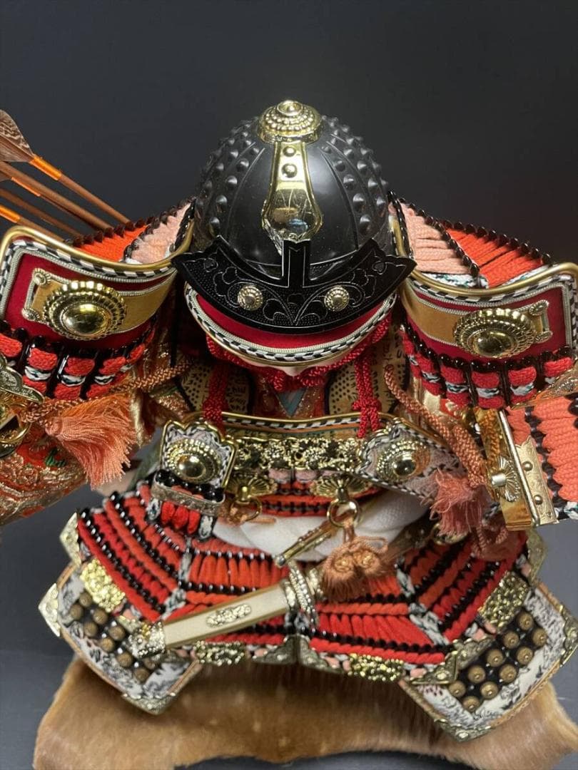 限定値下　まごころ堂　日本人形　兜　手作り　伝統工芸　猪の皮　5686