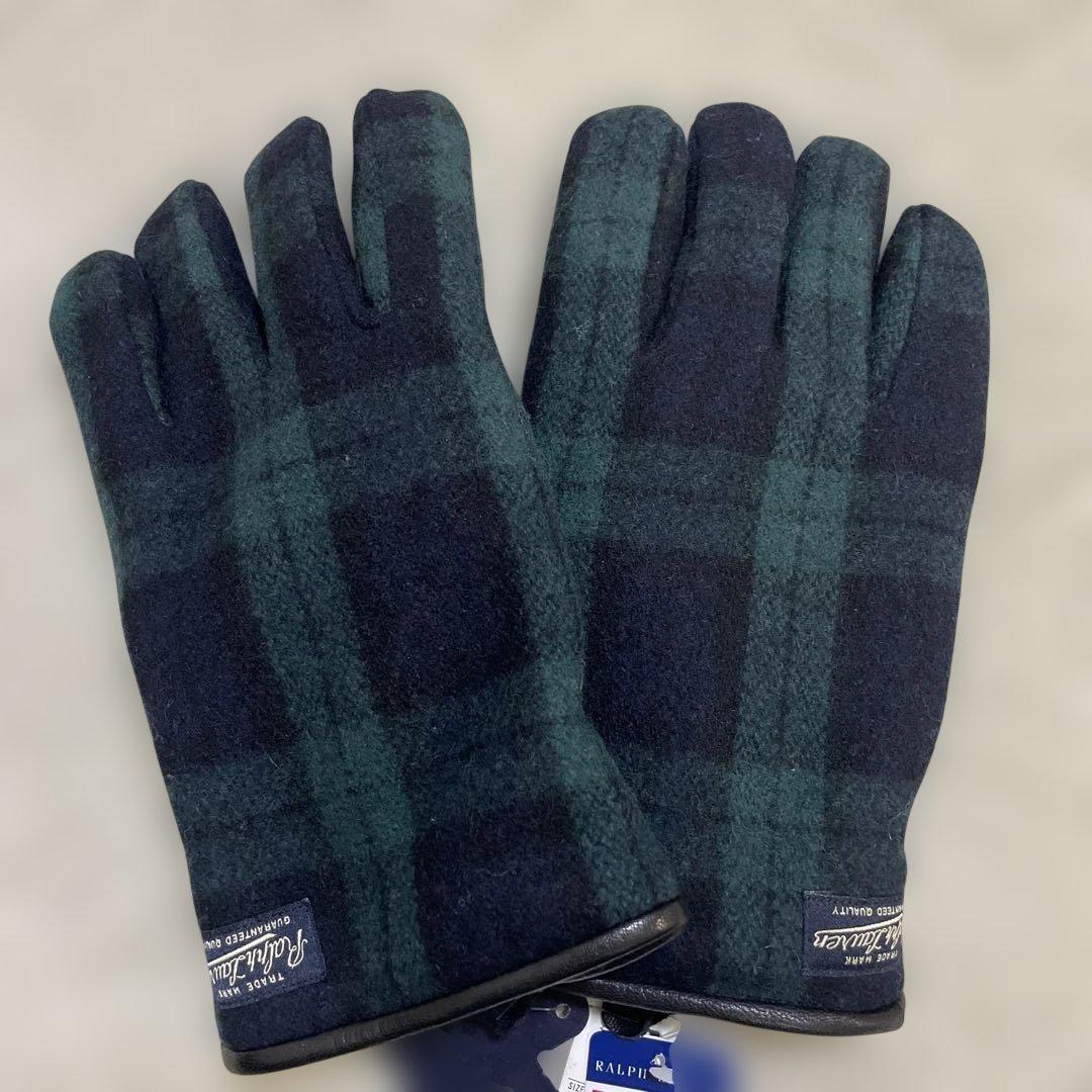 Ralph Lauren ダークグリーン チェック 手袋