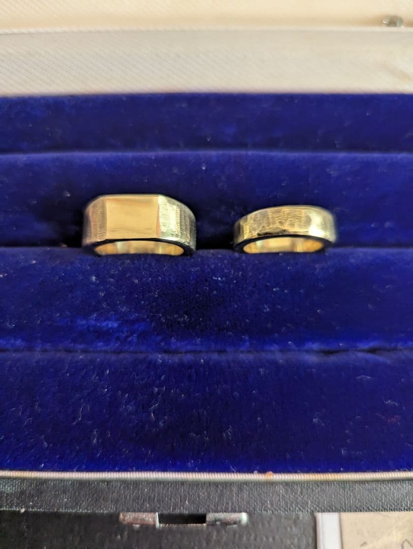 ゴールド印台リング・真鍮印台リング・レトロ真鍮リング・2本セット・ジャンク品