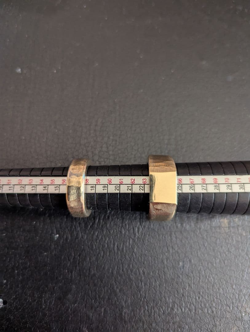 ゴールド印台リング・真鍮印台リング・レトロ真鍮リング・2本セット・ジャンク品