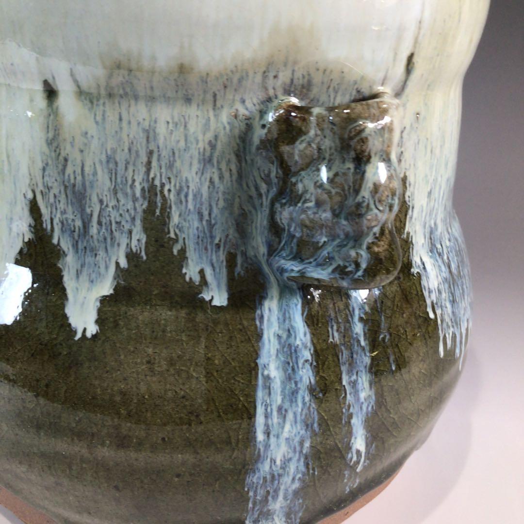 Ｐ４４７　水指　『唐津焼』『内山仙鶴造』『耳付水指』　共箱　茶道具