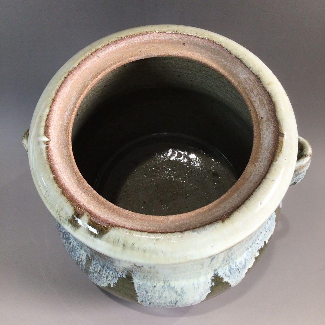 Ｐ４４７　水指　『唐津焼』『内山仙鶴造』『耳付水指』　共箱　茶道具