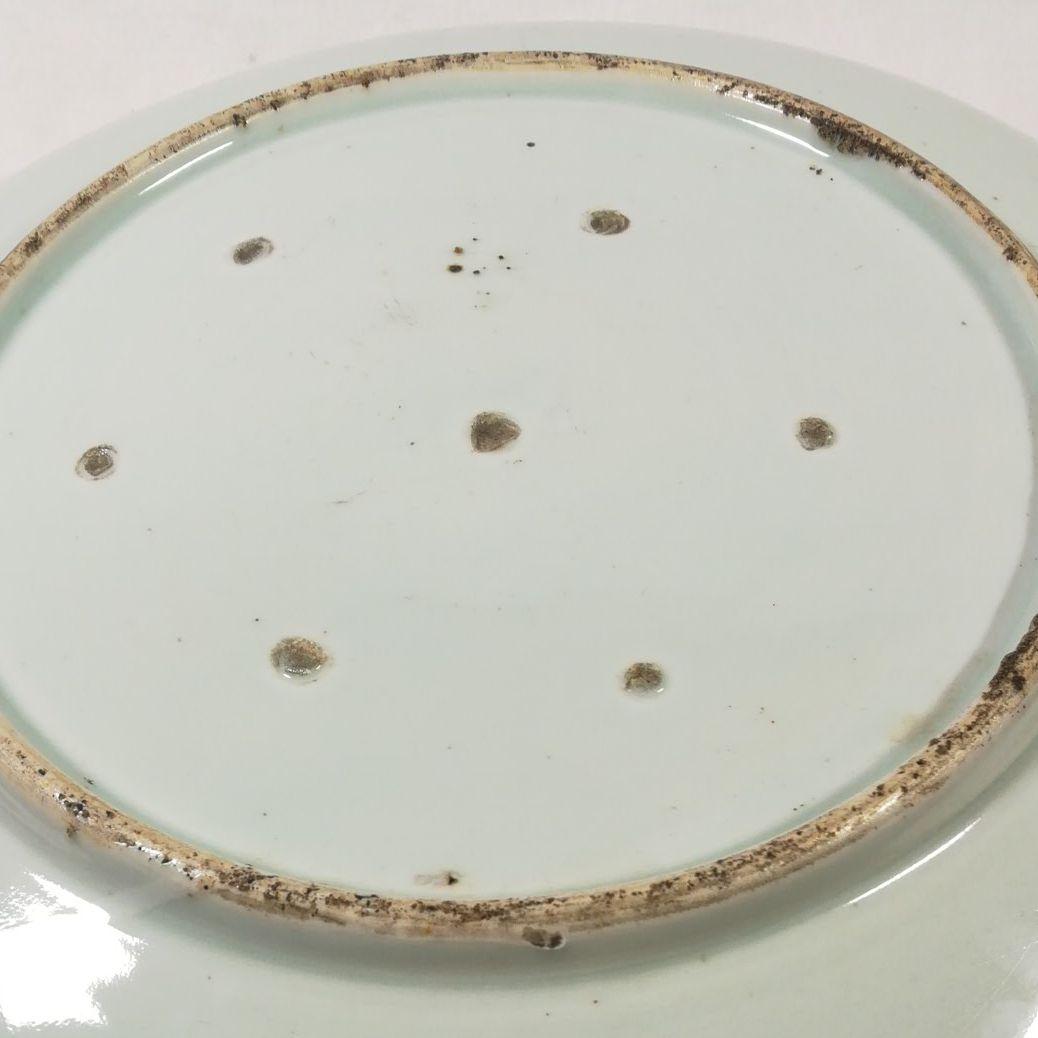 古い　染付大皿　皿　鶴　松