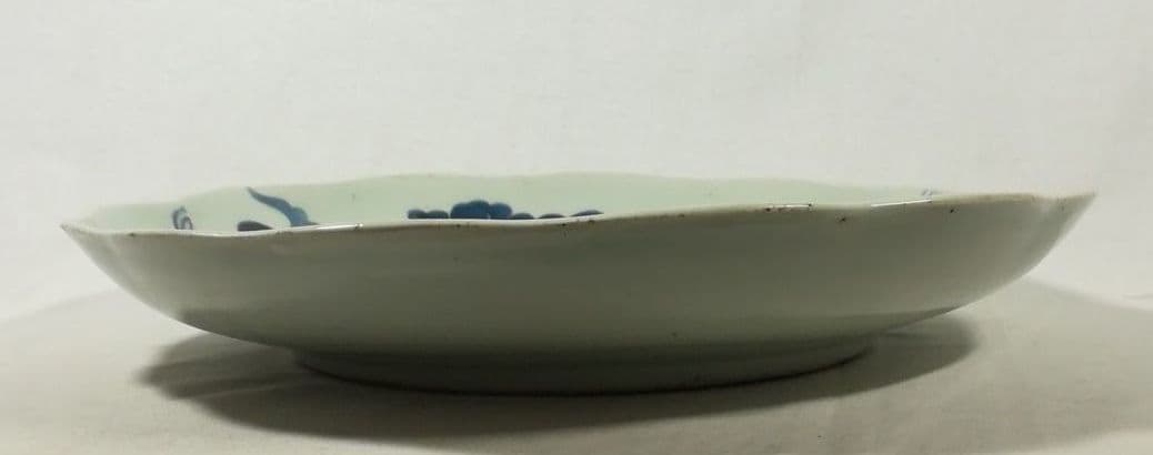 古い　染付大皿　皿　鶴　松