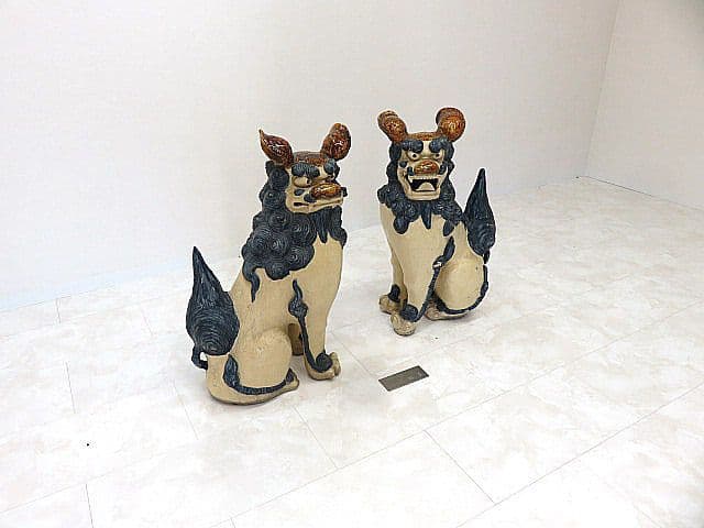 琉球焼 宮城陶房「宮城勝臣」作 大型シーサー一対 厚生労働大臣認定 現代の名工