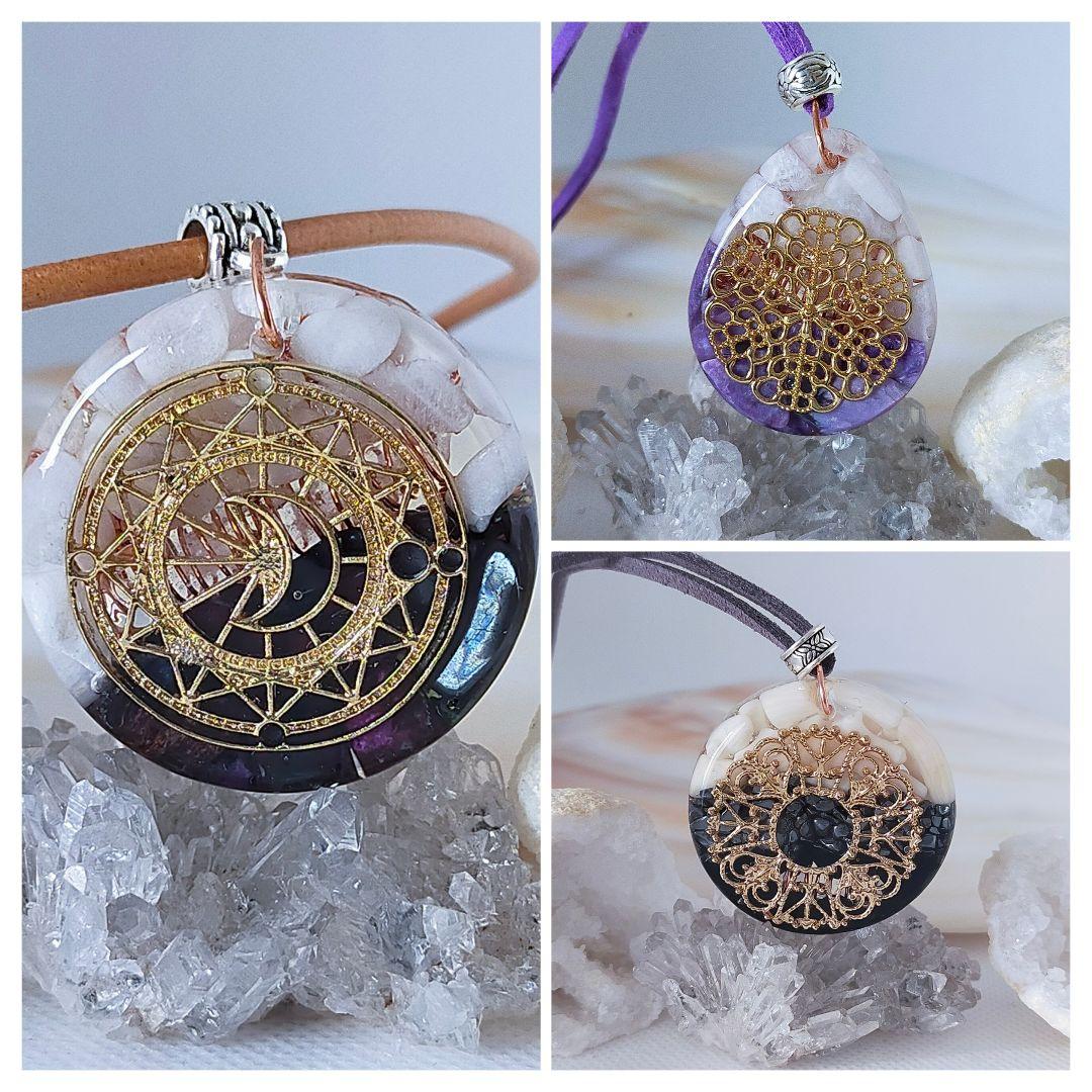 P514 オルゴナイト　天然石　パワーストーン　ネックレス　ペンダント