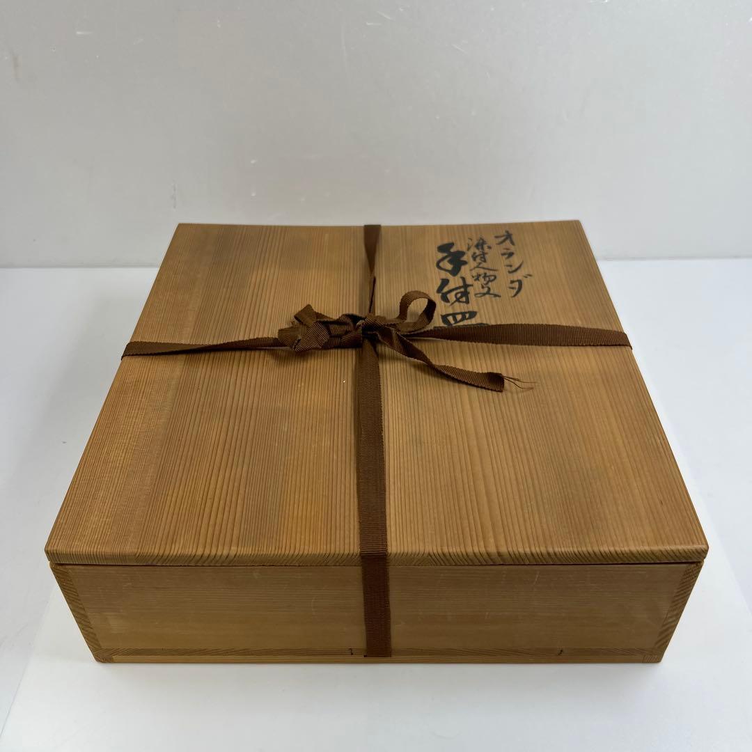 三越購入　18世紀オランダ染付手付皿　共箱　幅約28.5㎝東Y7-0501⭐︎2F