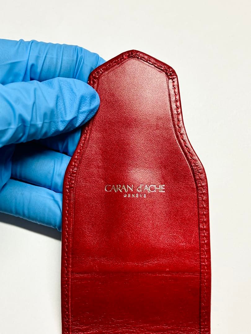 CARAN D’ACHE 赤万年筆 緑ボールペン 紅赤レザーケース