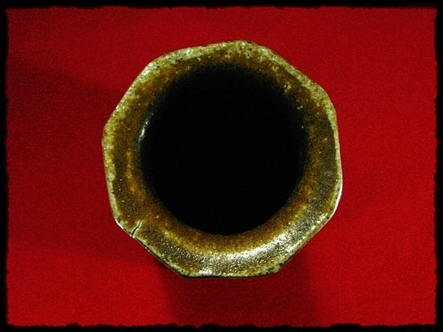 備前 大型高約43cm 面取 花瓶 井上武 太閤窯 黄ゴマ 花入 花器 茶道具