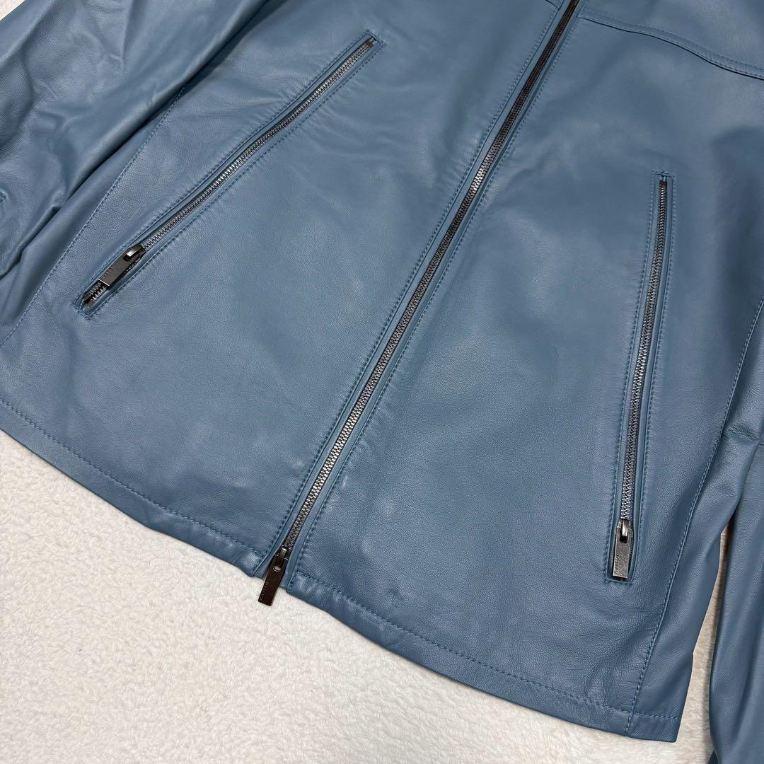 新品 2023年モデル JOSEPH ライダースジャケット ラムレザー ブルー