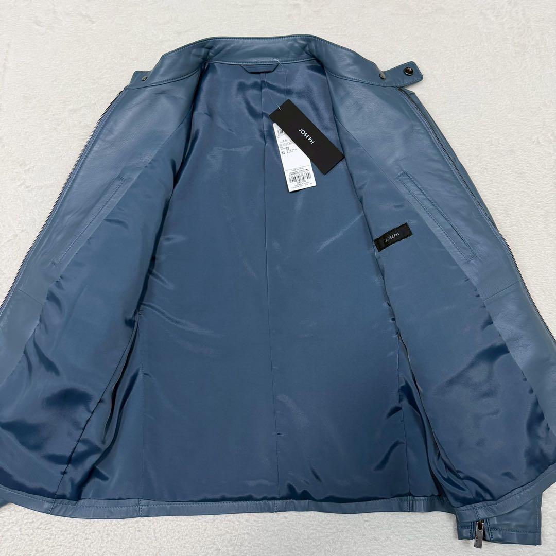 新品 2023年モデル JOSEPH ライダースジャケット ラムレザー ブルー