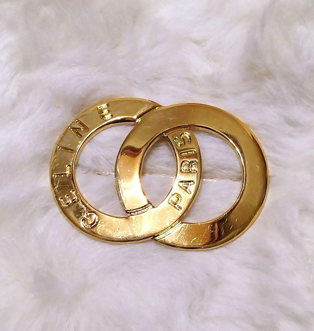 CELINEセリーヌ ブローチ サークルロゴ ゴールド フランス製 ヴィンテージ