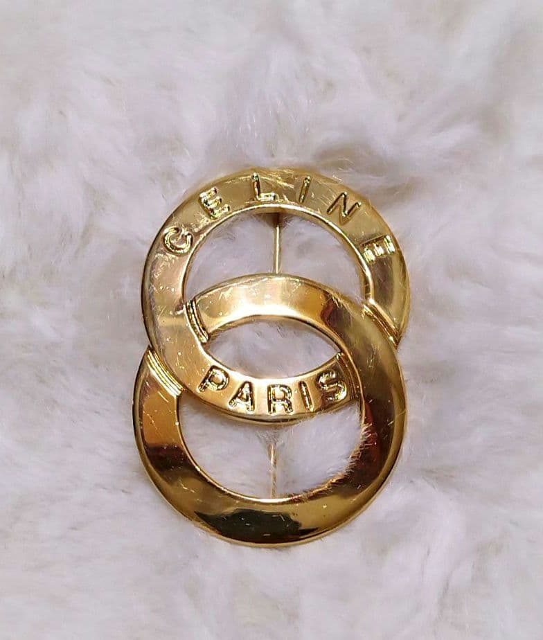 CELINEセリーヌ ブローチ サークルロゴ ゴールド フランス製 ヴィンテージ