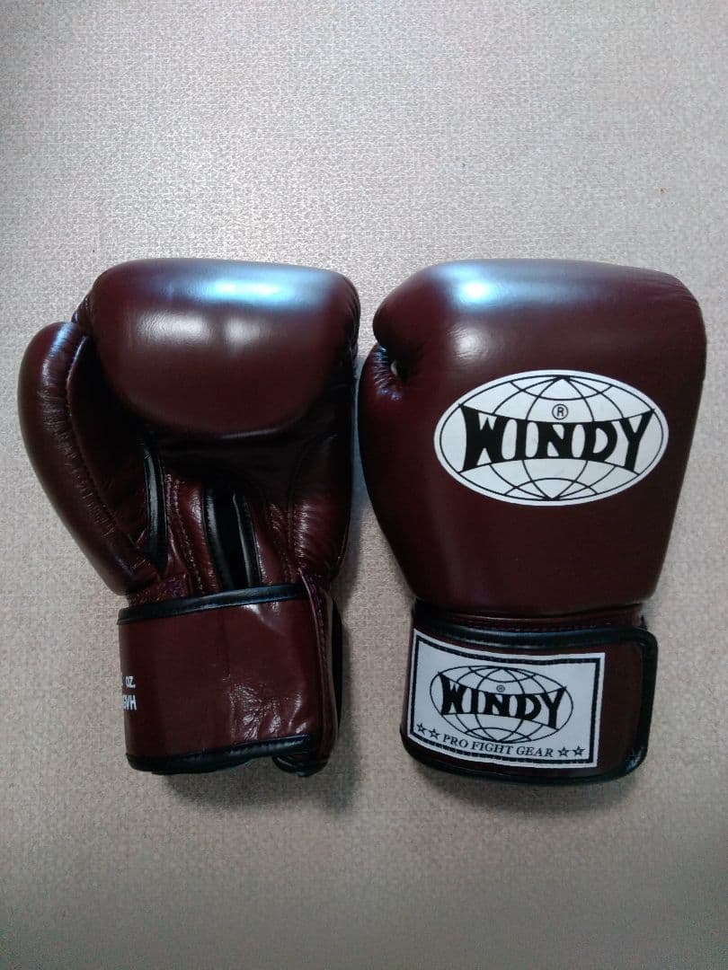 本革製WINDYボクシンググローブ 12oz マロン栗色 キックボクシング