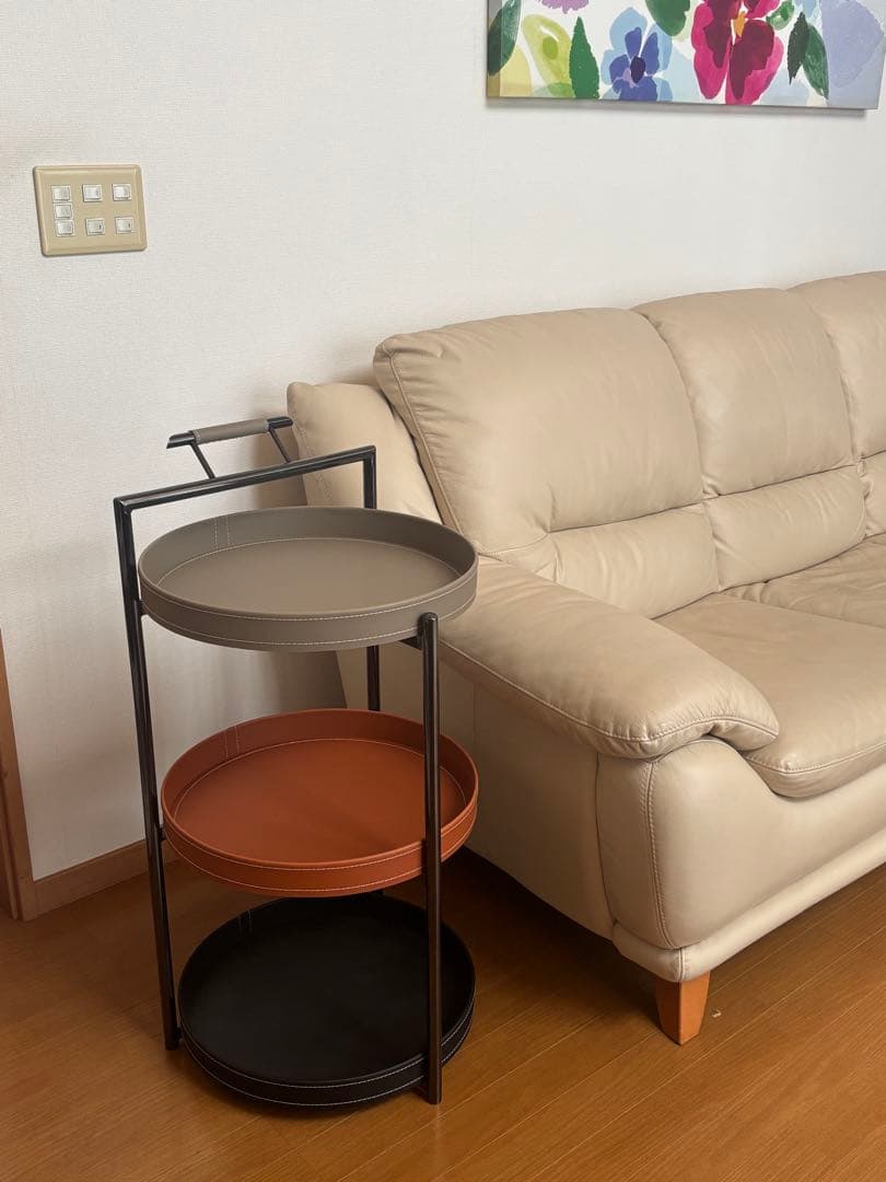 海外輸入　3段ワゴン　キャスター付き　収納ラック　グレー/ブラウン/ブラック