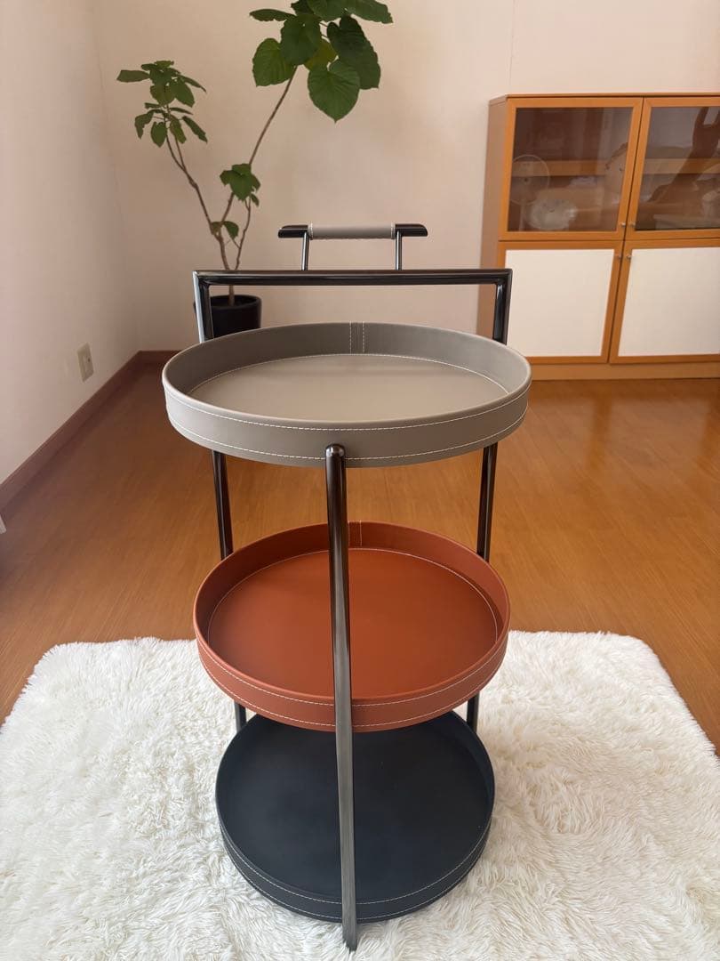 海外輸入　3段ワゴン　キャスター付き　収納ラック　グレー/ブラウン/ブラック